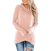 Fallorchid Womens Cowl Neck Tunic Tops Long Sleeve Pullovers Casual Drawstring Sweatshirts