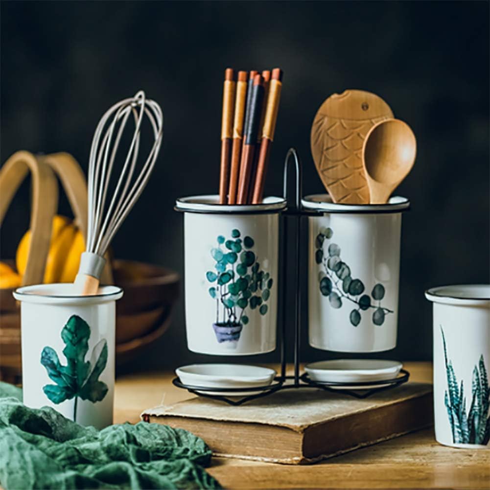 Amazon 箸立て 箸収納チューブ 箸ラックドレインラックキッチン食器収納排水穴セラミッククリエイティブファッション植物かわいいホームキッチンダイニングテーブルツール カスミソウ 箸立て 通販