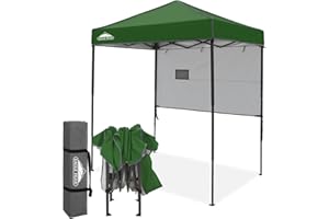 EAGLE PEAK Instant Pop Up Canopy with Adjustable Sun Wall 6x4, Straight Lightweight Compact Portable Tent with Carry Bag, Green