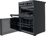 Hotpoint 60cm XXL Capacity Double Oven Gas Cooker Black view 4