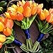 GTIDEA 10pcs Realistic PU Artificial Holland Tulip Flowers Life-Like Faux Bouquet Arrangements for Home Kitchen Living Room Dining Table Wedding Centerpieces Decorations Orange