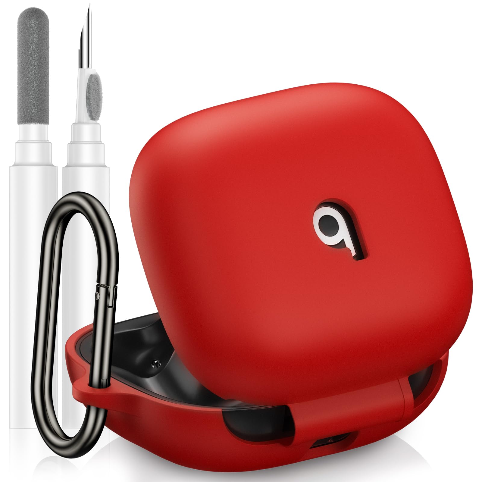 Photo 1 of LDSXAY Compatible with Beats Powerbeats Pro 2 Case Cover, Soft Silicone Shockproof Protective Skin Case for Beats Powerbeats Pro 2 2025 with Cleaner Kit & Carabiner, Top Logo Visible (Red)
