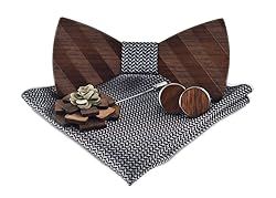 Clip on Bow Tie Handmade Handcrafted Walnut Wood