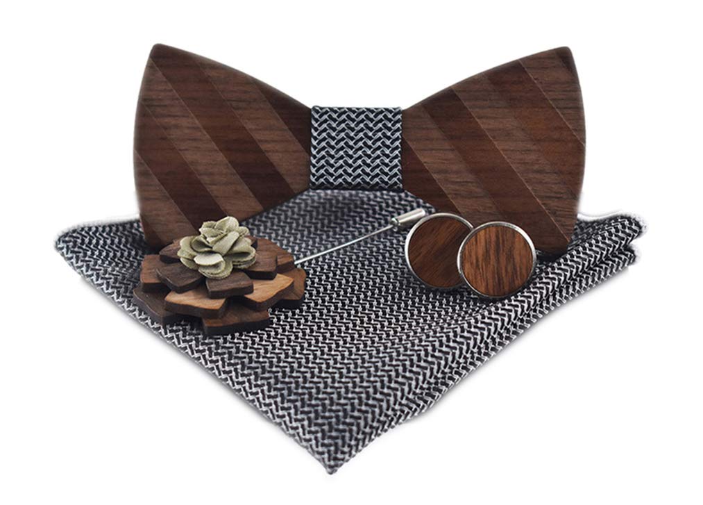 Clip on Bow Tie Handmade Handcrafted Walnut Wood