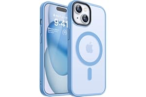 CANSHN Magnetic Case for iPhone 15 Case [Compatible with MagSafe & MIL-Grade Drop Tested] Slim Translucent Matte Cover, Anti-Scratch Shockproof Phone Case for iPhone 15 6.1 Inch, Sky Blue