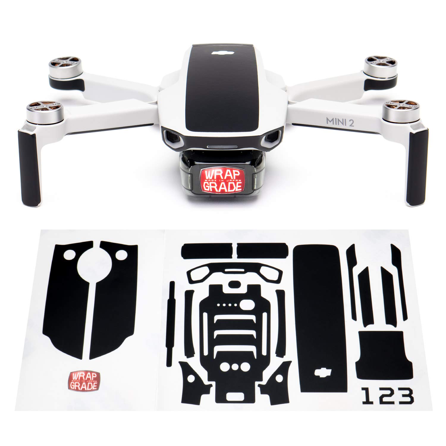 Wrapgrade Skin Compatible with DJI Mini 2 | Accent Color (STEALTH BLACK)