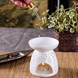 MAOUYWIEE Ceramic Wax Melt Burner Flower Pattern Aromatherapy Diffuser view 2