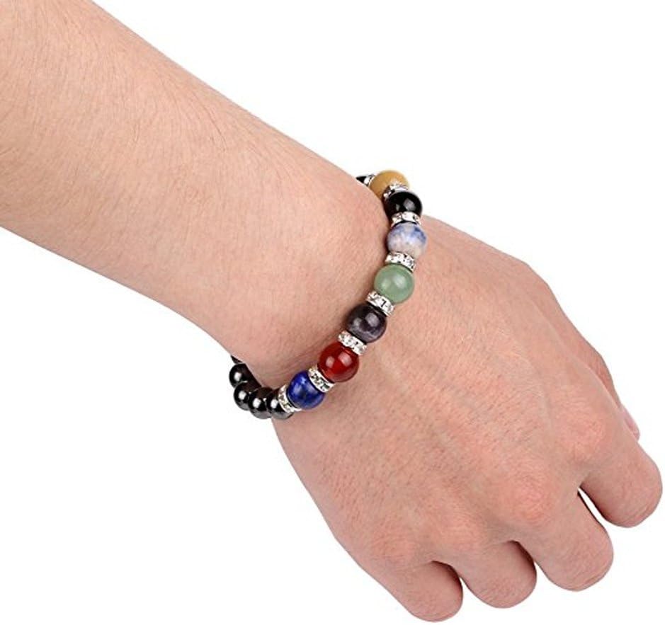 Pissenlit Natural Gemstone Chakra Stretch Bracelet | 8mm Beads, Sterling Silver Spacers | 7" Unisex