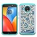 Moto E4 Plus Case, LEEGU [Shock Absorption] Dual Layer Heavy Duty Protective Silicone Plastic Cover Rugged Case for Motorola Moto E Plus 4th Generation (USA Version) - Blue Flower