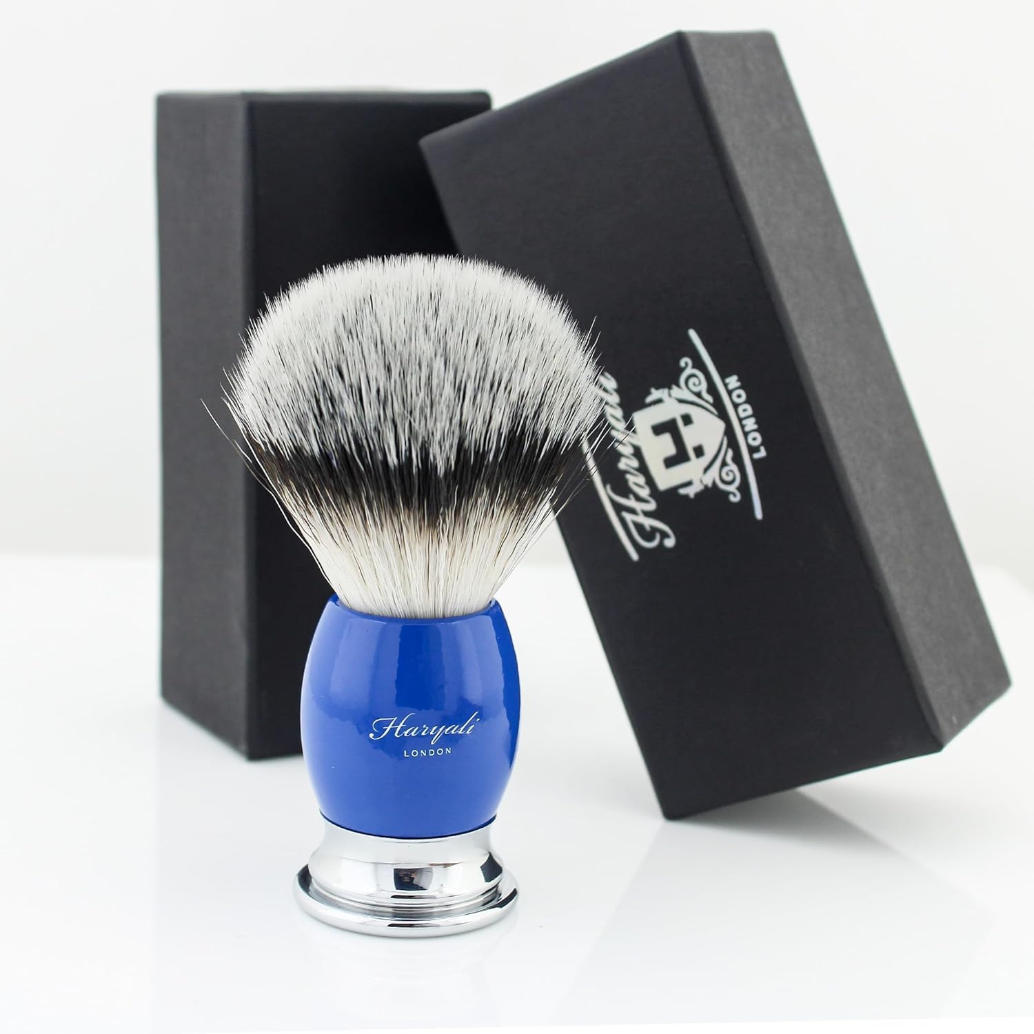 Haryali London, Mens Shaving Brush – Silver Tip Badger Hair Shaving Brush for Men, Wet Shaving Cream Brush, Sustainable Beard Shave Brush with Resin Handle and Chrome Base