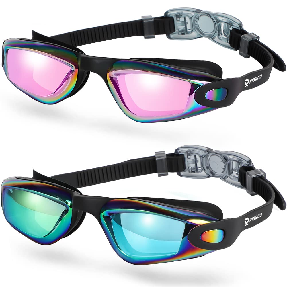 RIOROO Kids Swimming Goggles, Swim Goggles Kids 6-14 Years for Boys Girls No Leaking Anti-fog 100% UV Protection, Anti-glare Swim Goggles,for Triathlon Other Summer Sports