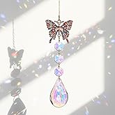 Crystal Butterfly Suncatcher, Window Sun Catchers Hanging Decor for Women Valentine's Day Gifts, Butterfly Crystal Glass Rainbow Suncatcher for Window Ornaments Garden Patio DIY Crafts