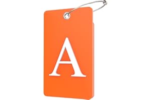 Gostwo 2 Pack Luggage Tags for Suitcases, 26 Initial Letter Travel Luggage Baggage Identification Labels ID Tag Fully Bendable Tags with Stainless Steel Loop (Orange) (Letter A)