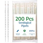 Celltreat 229210B Serological Pipet 10mL, Sterile Individually Wrapped 200 | Bi-directional graduations, Color-coded, Filter plug, ASTM E-934, Gamma sterile