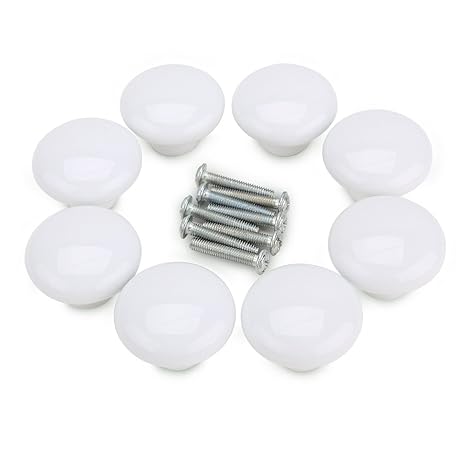 8er Design Weiss Rund Porzellan Möbelknopf Möbelknöpfe Möbelgriffe Möbelknauf Griff Knopf Schrankgriff Deko Keramik