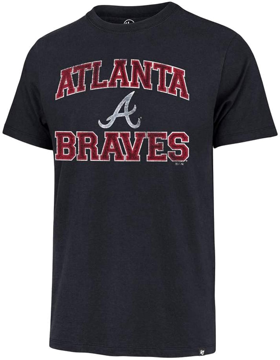 47 MLB Men's Union Arch Franklin Team Color Primary Logo Word Mark Short Sleeve T-Shirt - Atlanta Braves Navy Small Image