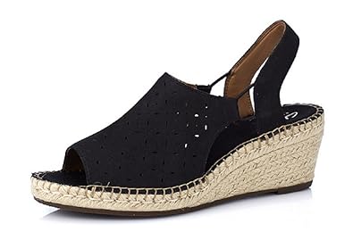 clarks laser cut leather wedge sandal