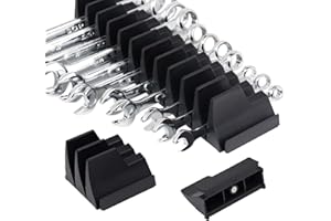 LEETAT 42-Tool Magnetic Wrench Organizer, Wrench Organizer for Tool Box, Wrench Holder for Tool Drawer Storage - Wrench Rack with Metric & SAE Label. Gift for Father, Brother and Boyfriend (Black)