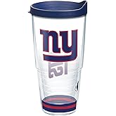 Tervis Made in USA Double Walled NFL New York Giants Arctic Insulated Tumbler Cup Keeps Drinks Cold & Hot, 24oz, Clear