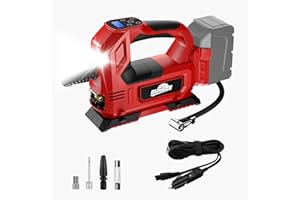 GUNOZE Cordless Tire Inflator Air Compressor for Milwaukee M18 Battery, 150PSI Portable LED Light Handheld Air Pump with Digital Pressure Gauge for Cars Motorcycles Bikes Sport Balls(Battery Not Included)
