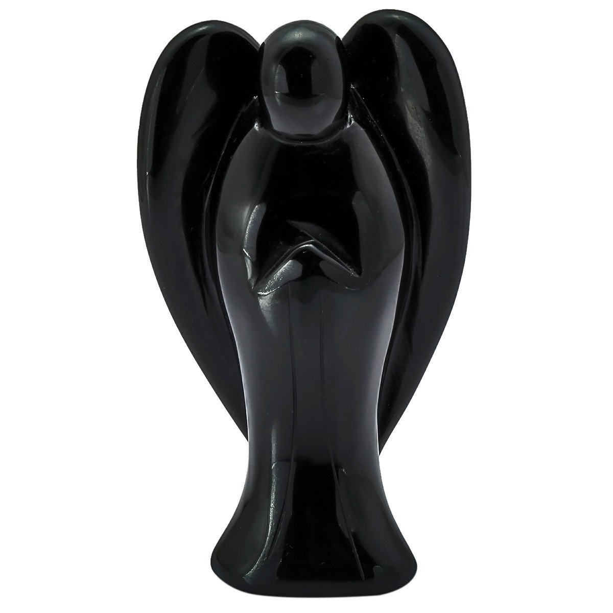 Nupuyai 3" Obsidian Guardian Crystal Angel Statue, Love Pocket Carved Angel Figurine Spiritual Healing Stone Ornament for Home Office Decor