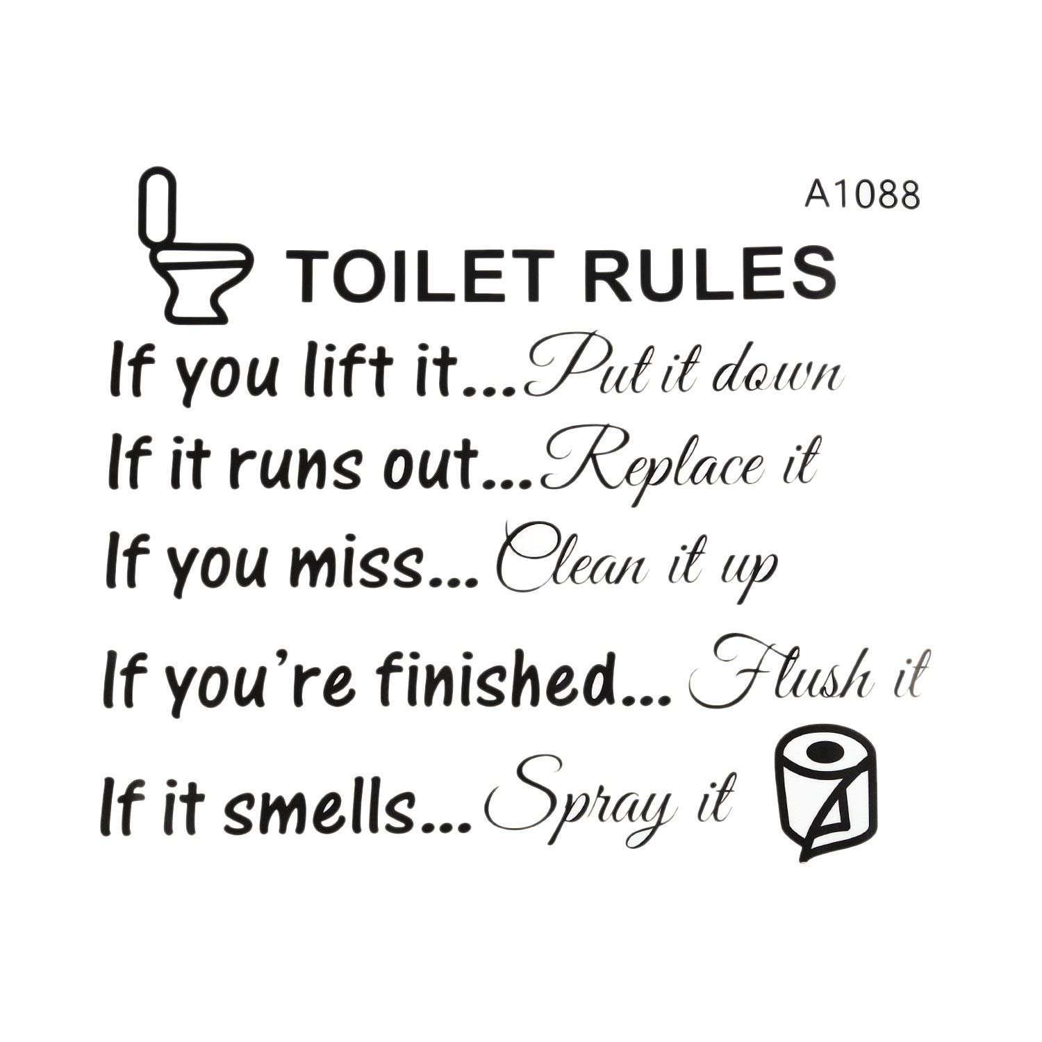 Midream Toilet Rules Bathroom Removable Wall Sticker Vinyl Art Decals DIY Home Decor 25 * 29cm