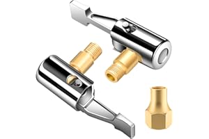 EVOULTES All Metal Lock On Air Chuck Tire Inflator Nozzle with Female Adapter, Locking Tire Air Chuck w/ Standard Tire Valve Thread, No Air Leakage Tire Inflating Hose End for Portable Tire Pump/Air Compressor