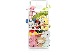 TOPHDY Stuffed Animal Storage Toy Organizer Metal Aluminum Stuffed Animal Zoo Storage Cage Ideas Plush Storage for Toys with Bottom Net for Kids Room Nursery Organization Decoration (White)