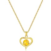 SINCSEFK Softball Heart Pendant Necklace 14K Plated Gold for Women Sport Jewelry Gifts for Mom Softball Fan Lovers Players