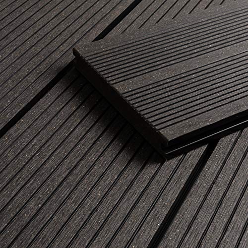 HORI® WPC-Terrassendiele Bali Anthrazit Massivdiele I Komplettset inkl. 40x60 mm Unterkonstruktion & Clips I Fläche: 1…
