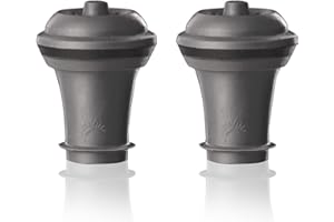 Vacu Vin Wine Saver Vacuum Stoppers - Set of 2 - Gray - for Wine Bottles - Keep Wine Fresh for Up to a Week with Airtight Seal - Compatible with Vacu Vin Wine Saver Pump