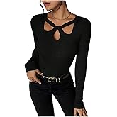 SOLY HUX Women's Long Sleeve Twist Cutout Sweater Slim Fitted Elegant Knit Tops Pullover