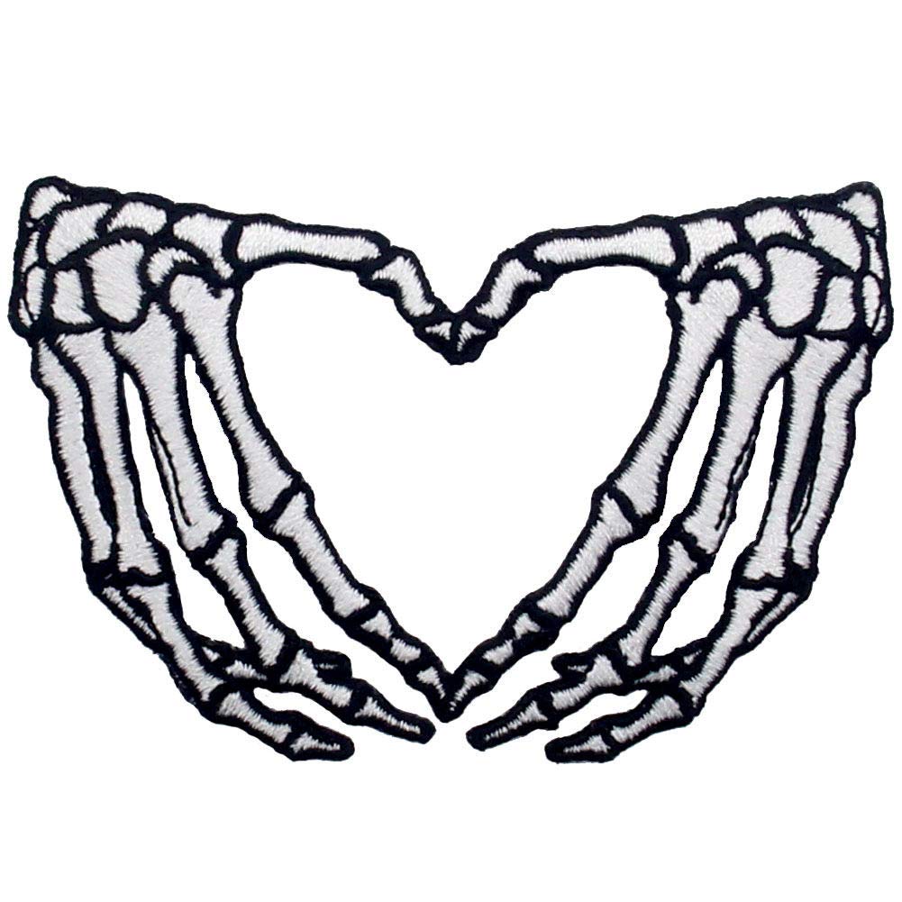 ZEGIN Skeleton Heart Hands Patch Embroidered Applique Badge Iron On Sew On Emblem