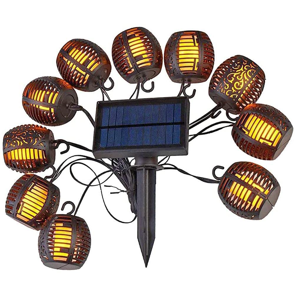 HUSHUI Solar LED Fairy Lights,Hanging Solar Lantern,Outdoor String Lights Hanging Flame Lantern Lamps Garden Decoration Flame Ball Fairy Lamp for Patio Garden, Yard and Lawn