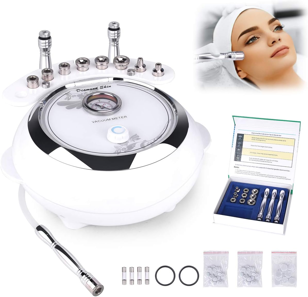 [Upgrade Version]3 in 1 Diamond Microdermabrasion Machine Big Suction, MYSWEETY Facial Care Salon Equipment for Personal Home Use (Suction Power: 65-68cmhg)