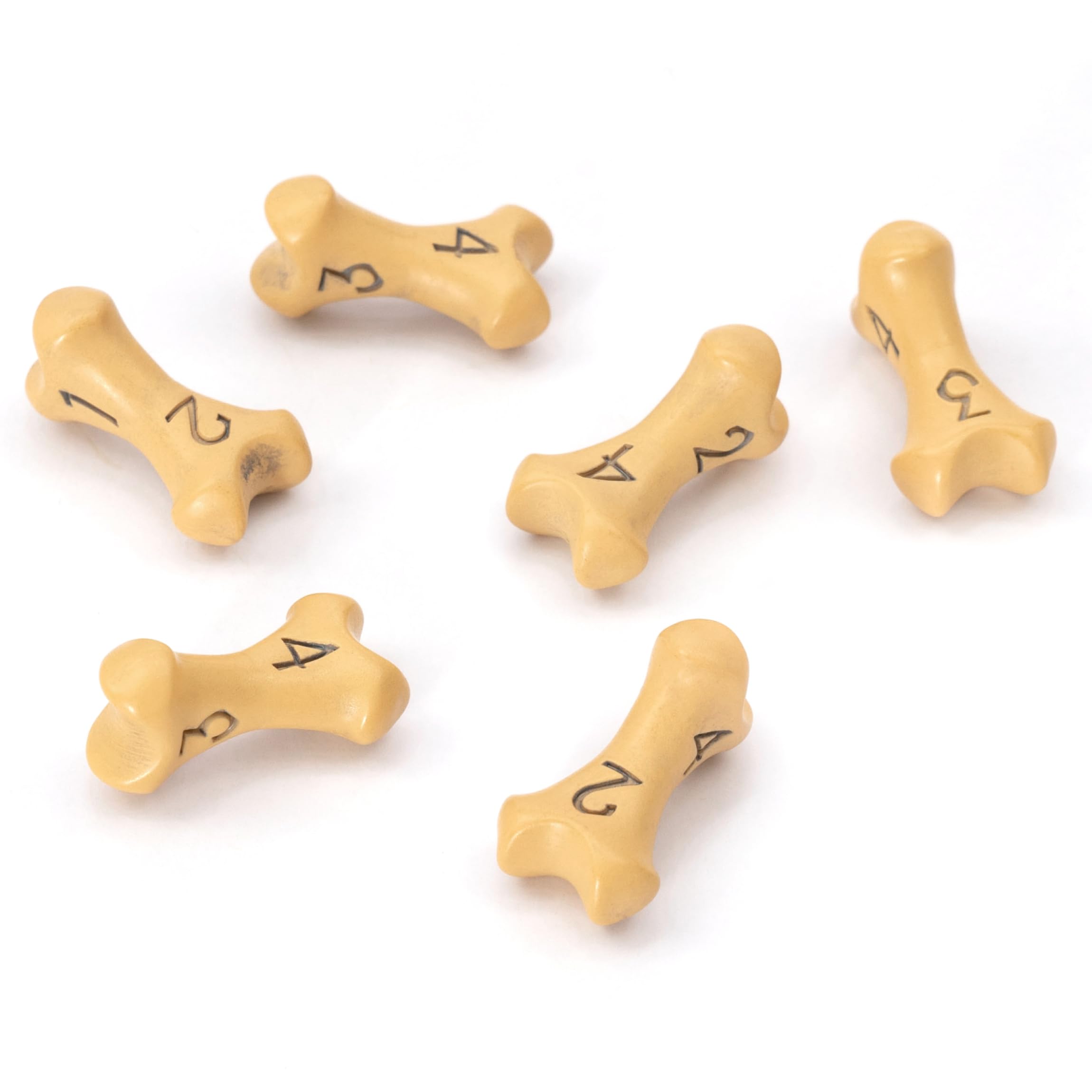 D4 Dice Set - Set of Six 4 Sided Dice - Skull & Bone Themed RPG Dice. Cool & Unique Gift for Dungeons & Dragons (DND), Warhammer, D&D, Pathfinder, D and D. (Ancient Bone Yellow)