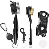 Gzingen Golf Accessories Set, Metal Golf Divot Repair Tool with Ball Marker, Club Groove Cleaner Cleaning Brush with Retractable Extension Cord, and Golf Brush Groove Cleaner (3 in 1 Pack)