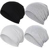 JarseHera 4PCS Cotton Slouchy Beanie Soft Sleep Caps Chemo Headwear Skull Cap Hats