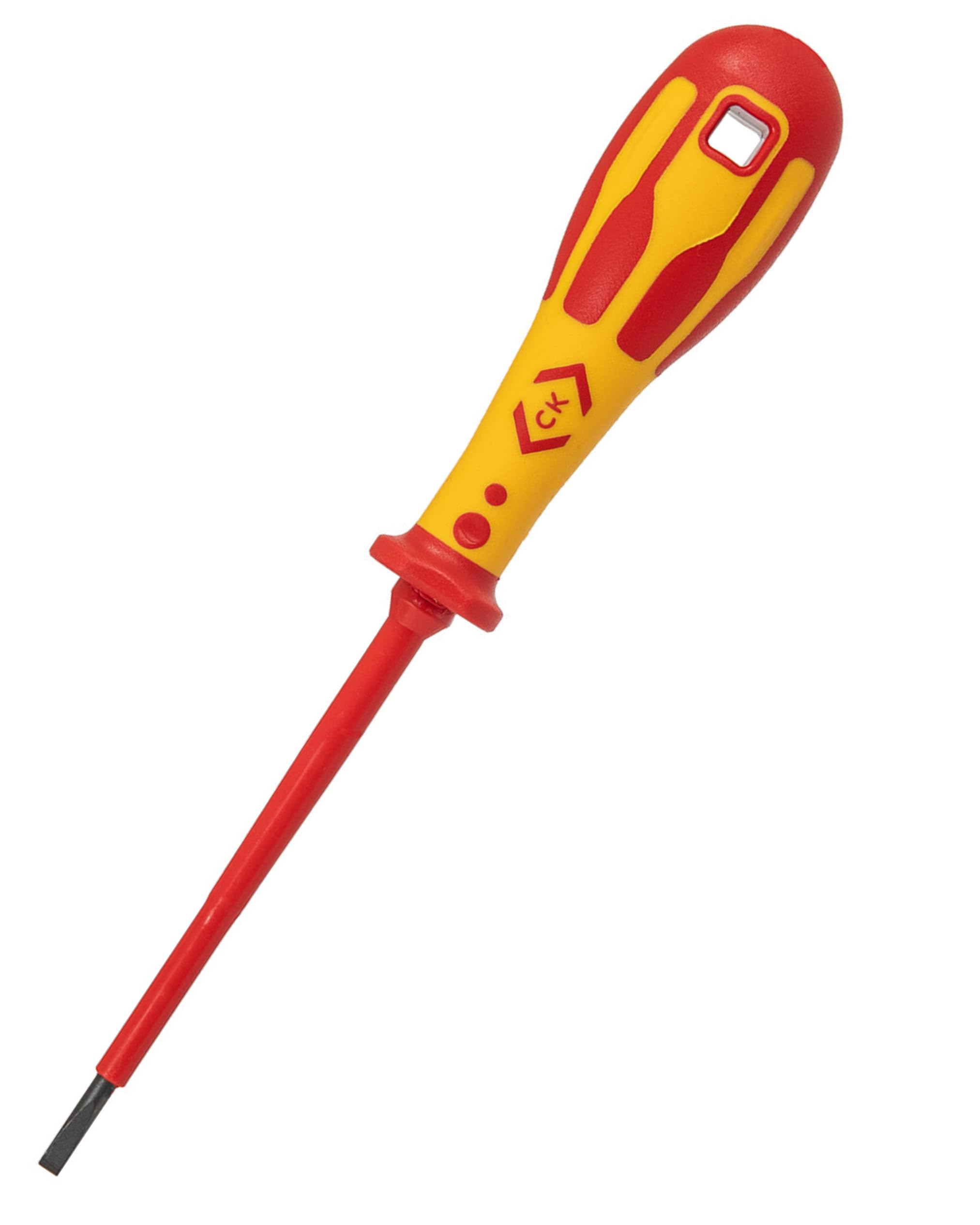 C.K Dextro VDE Slotted Screwdriver 3.5mm x 100mm, Electricians Insulated Flat Head Screwdrivers, 10,000v Test, Gripping Precision Tip, Electrical Terminal Flathead Screw Driver, Hand Tools T49144-035