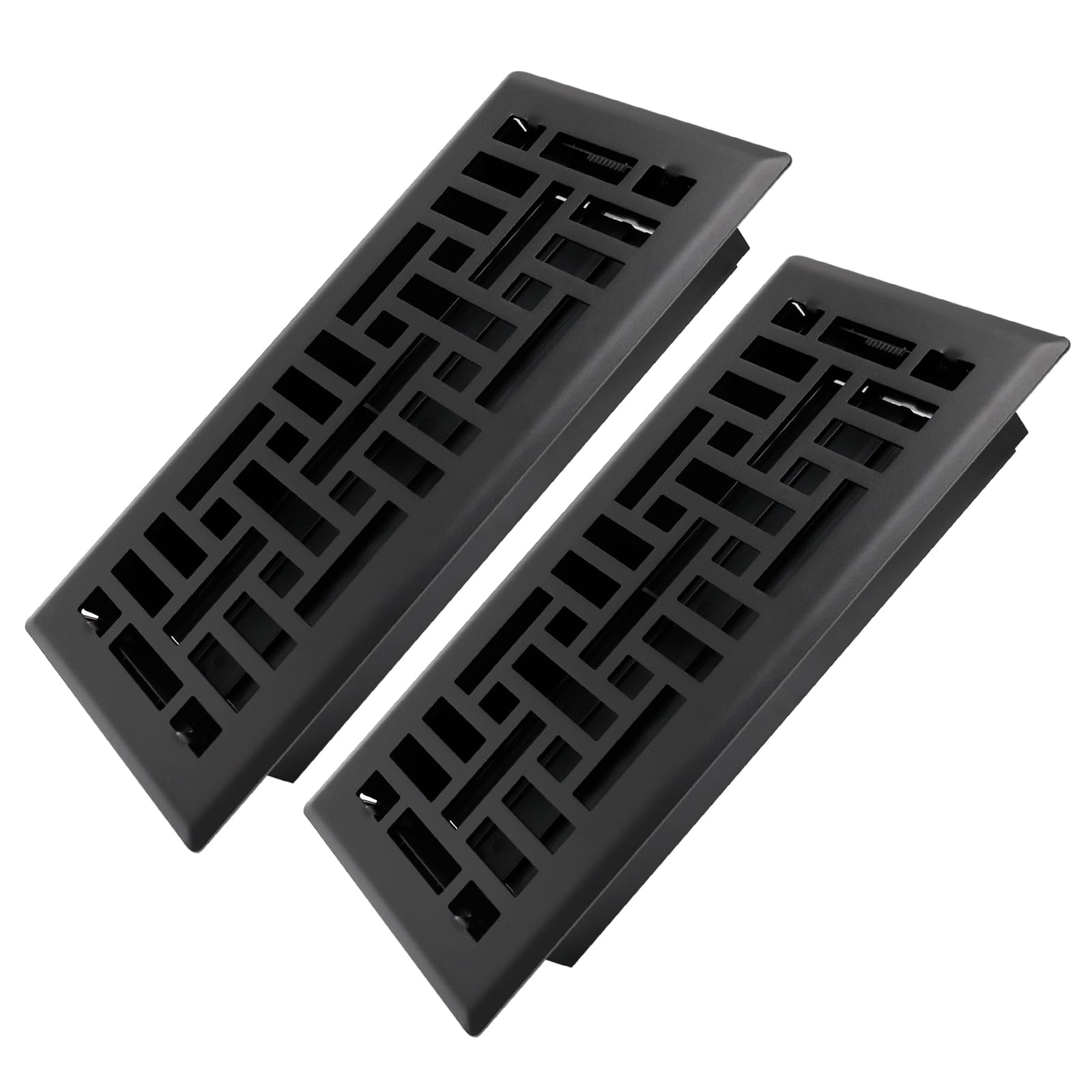Photo 1 of Howeall 4x10 Inches 2 Pack Heavy Duty Walkable Floor Register Easy Adjust Air Supply Lever Floor Vents - Seattle Design - Vent Cover for Home Floor - Matte Black