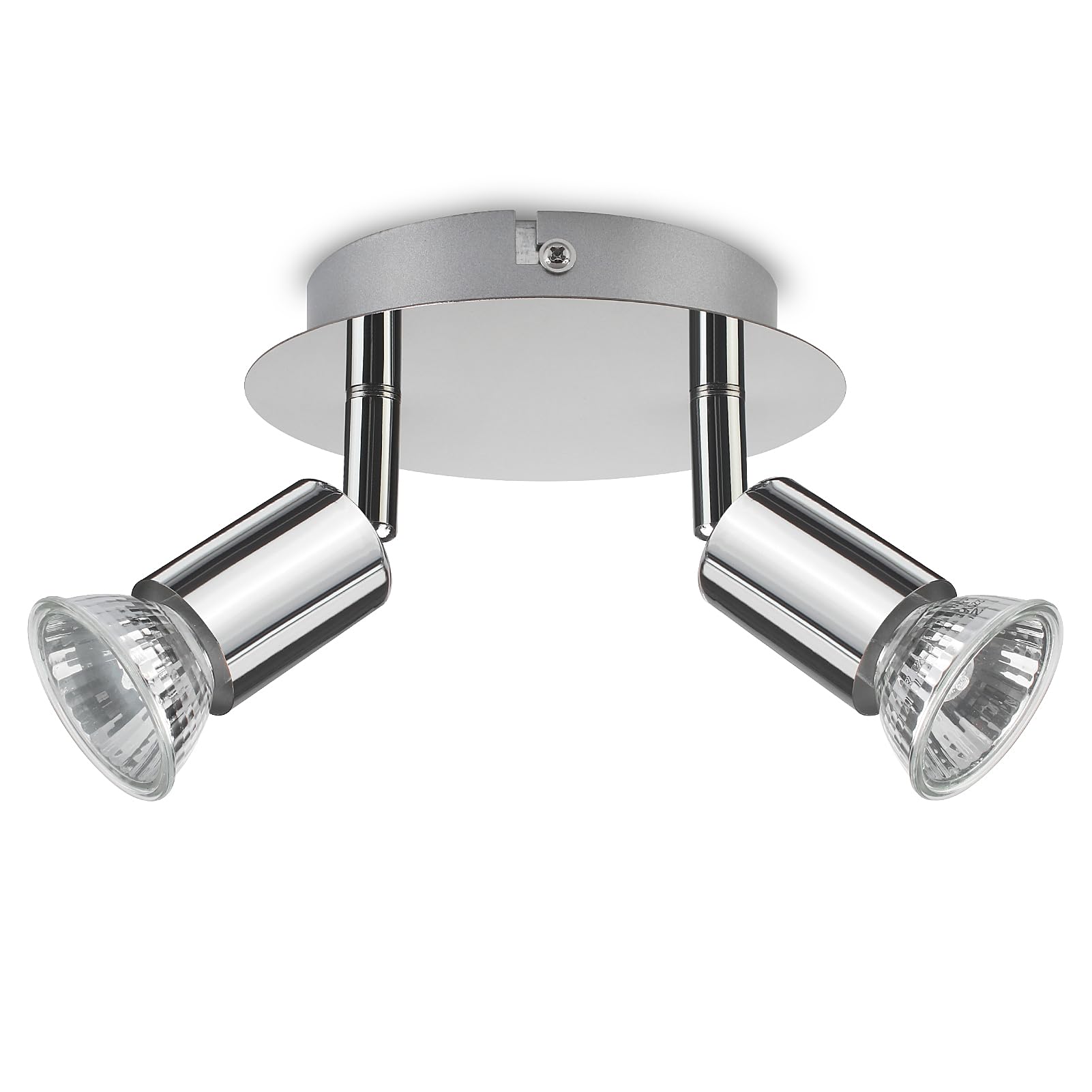 ROMKE Round 2 Way Adjustable Ceiling Spotlight, GU10 LED Ceiling Light Rotatable for Bedroom, Living Room and Kitchen, GU10 Bulb Not Included