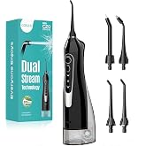 COSLUS ADA Accepted Water Dental Flosser Teeth Pick C20: Portable Cordless Oral Irrigator 300ML Rechargeable Travel Irrigatio