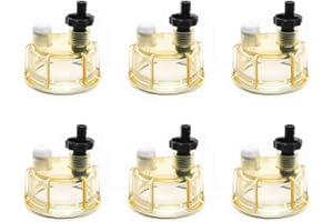 iFJF R12T Nylon Water Collection See-thru Bowl of 120AT Fuel Filter/Water Separator NPT ZG1/4-19 with Drain Valve Fits Diesel Engine(Set of 6)