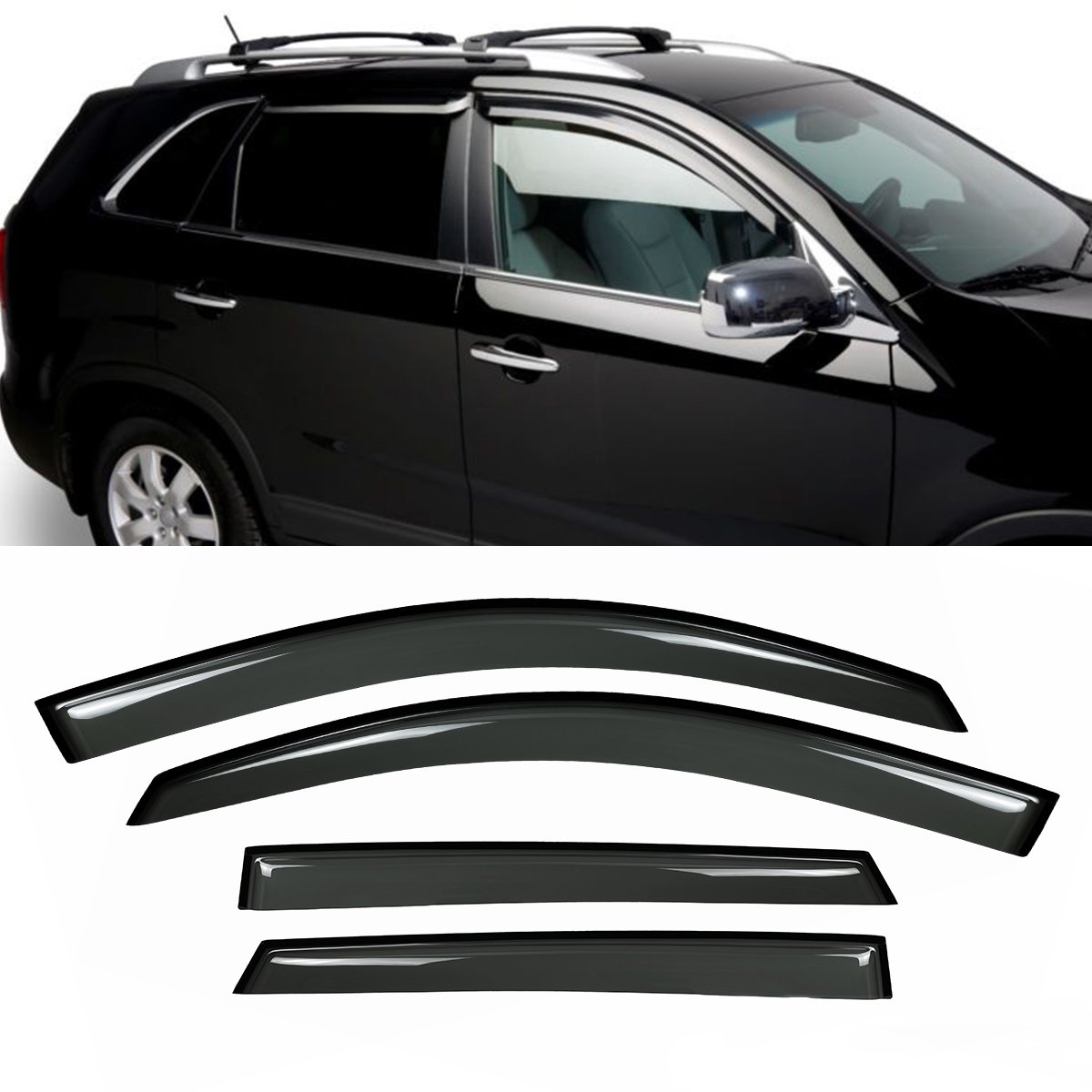 for Toyota Sienna 20112016 4Piece Door Smoke Tint Window Visors Shade