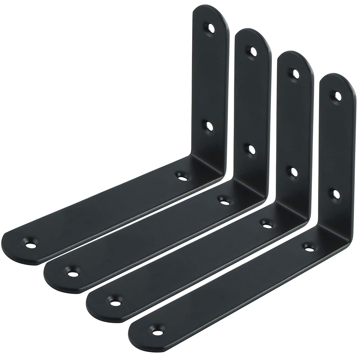 ANCLLO 4Pcs 200x140mm Floating Shelf Bracket Metal Brackets Heavy Duty Corner Brace Support Wall Hanging-Black
