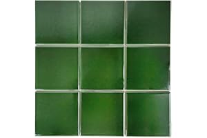 DYARI Set of 9 Ceramic Tiles 3.94 x 3.94 Solid Color Versatile and Long-Lasting Wall and Floor Decor Backsplash Kitchen Bathroom (Emerald Green)
