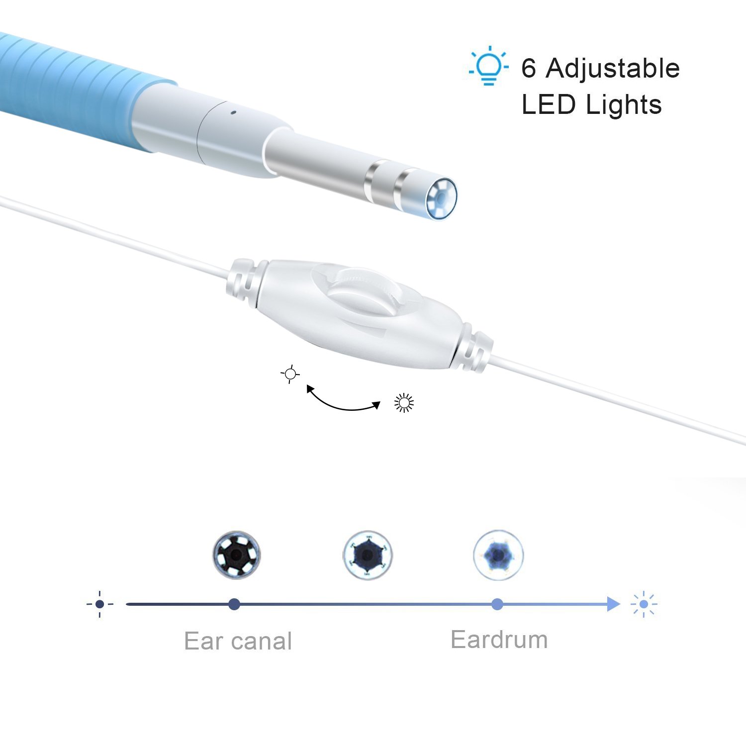 USB Endoscope Camera, Chof 720P HD Ear Otoscope Inspection, 3 in 1 Microscope Ear Wax Tool with 6 Bright Lights for Android Devices, PC, 6.5ft