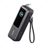 Anker Laptop Power Bank, 25,000mAh Travel Essential with 165W Total Output | 3 USB-C Ports with 100W Max Each, Built-In Retractable Cables, Flight-Ready, for iPhone 17 Series ,MacBook, and More