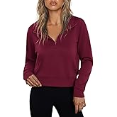 Totatuit Women Half Zip Up Cropped Lapel Sweatshirt Quarter Zipper Casual Long Sleeve Tops Fall Trendy Clothes