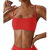 Comper Women's Sports Bras Wirefree Racerback Workout Bras Sexy Thin Straps Yoga Sport Bras with Removable Pads